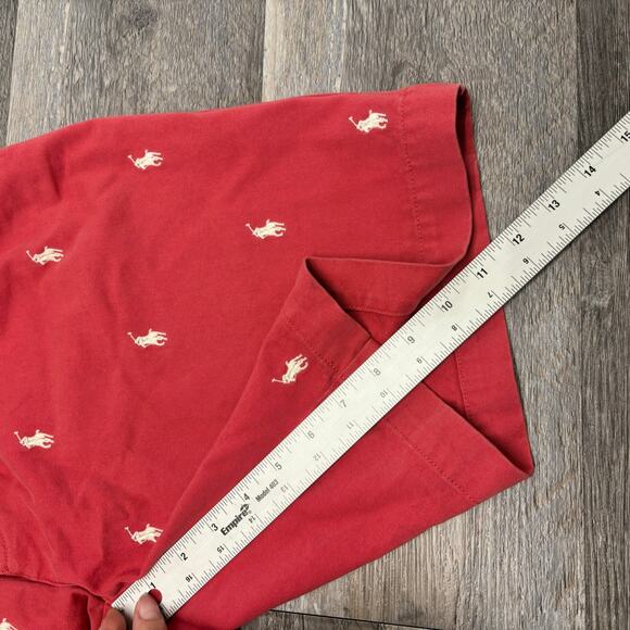Vintage 90s Y2K Polo Ralph Lauren Red‎ Embroidered Pony AOP Mens 31 Tyler Shorts - Picture 8 of 12